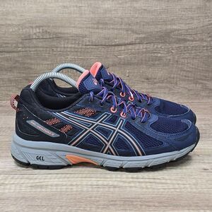 Asics Gel Venture 6 Women's Sz 8.5 Blue Orange Black Trail Running Shoes (T7G6N)